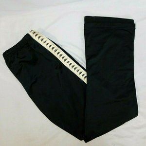 Vintage 90s Kappa Womens XL  / L Track Pant Black Champagne Logo  - READ